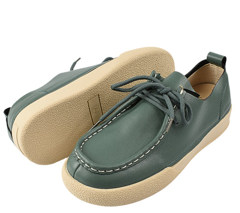 Pantofi casual, dama, FORMAZIONE, T23089 verde, piele naturala